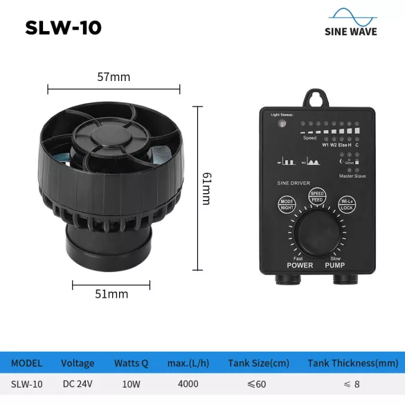Jebao Sine Wave Pump SLW-10 vezérelhető áramoltató 4000 l/h 