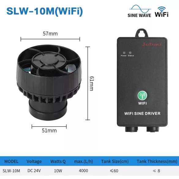 Jebao Sine Wave Pump SLW-10M Wifi-s áramoltató 4000 l/h 